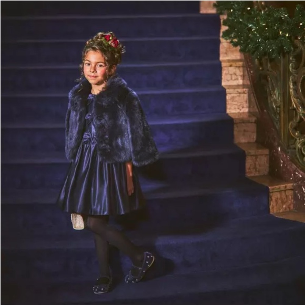 Janie and Jack Plush Navy Faux Fur Jacket